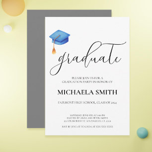 Moderne Blue Cap High School Graduation Party Einladung