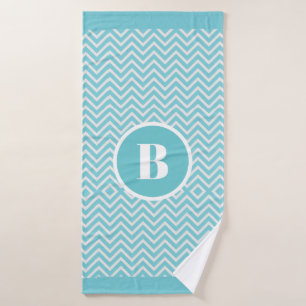 Moderne Blue Chevron Monogram Baby Nursery