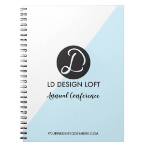 Moderne Blue Diagonal Custom Logo Conference Notizblock
