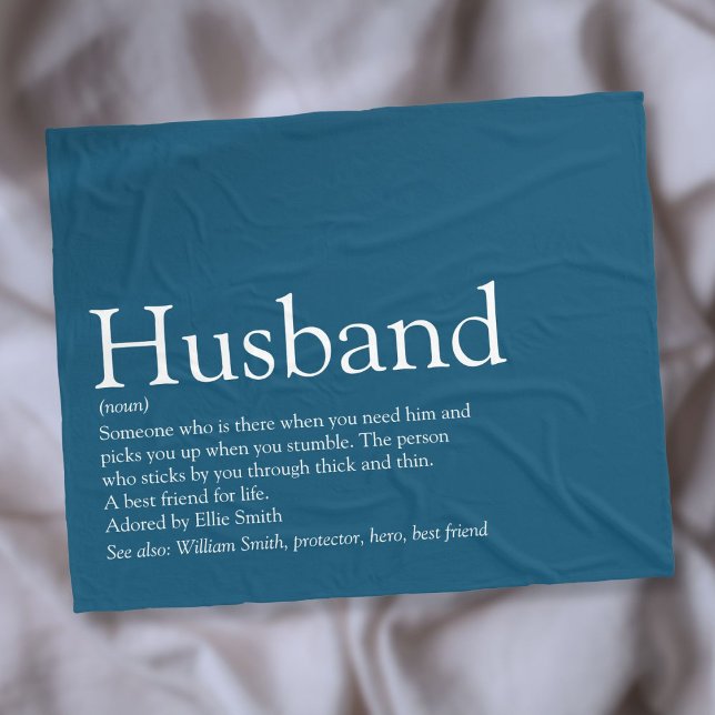 Moderne Blue Fun Husband Definition Fleecedecke (Modern Blue Fun Husband Definition Fleece Blanket)