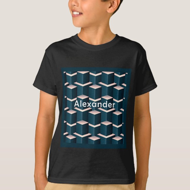 Moderne Blue Gebäude Blocks personalisieren T-Shirt (Vorderseite)