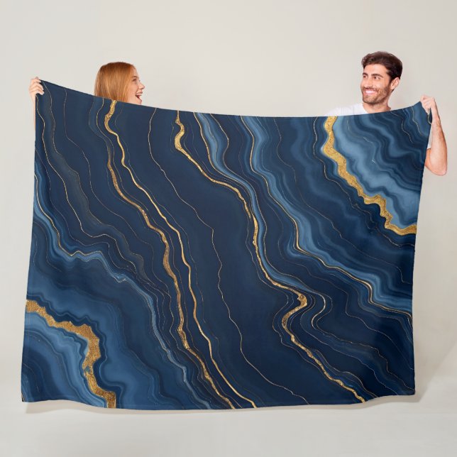 Moderne Blue Gold Marmor Collection Fleecedecke (Beispiel)
