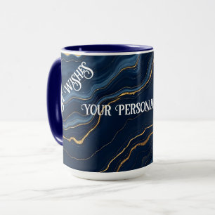Moderne Blue Gold Marmor Collection Tasse