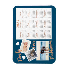 Moderne Blue & Gold New Year Calendar Fotos Magnet