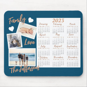 Moderne Blue & Gold New Year Calendar Fotos Mousepad