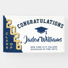 Moderne Blue Golden Abschluss Class 2025 Party Banner