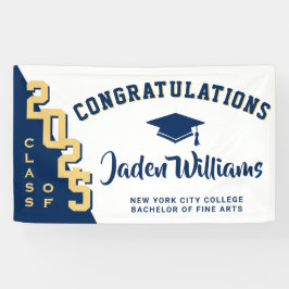 Moderne Blue Golden Abschluss Class 2025 Party Banner