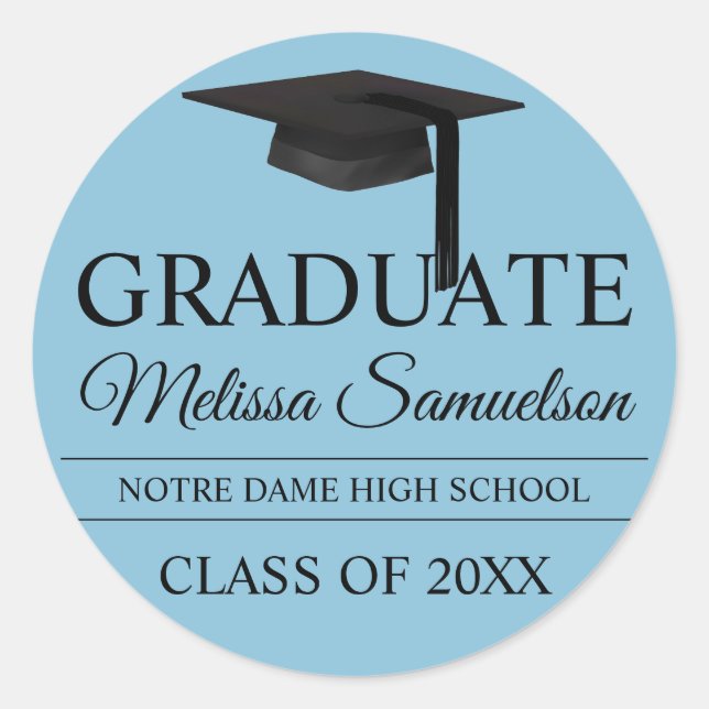 Moderne Blue-GRADUATE-Klassenobergrenze  Runder Aufkleber (Vorderseite)