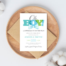 Moderne Blue Green Oh Boy Baby Dusche Einladung
