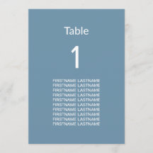 Moderne Blue Guest Names Table Card
