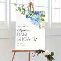 Moderne Blue Hydrangea Blume Babydusche Empfang