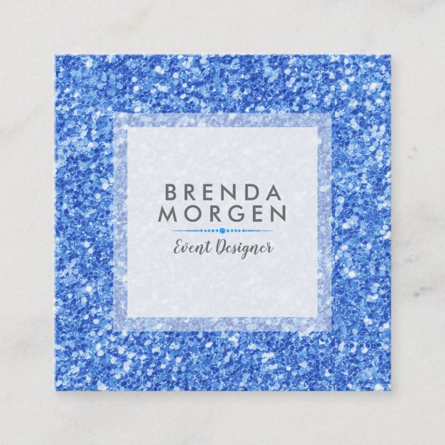 Moderne Blue Imitate Glitzer Hintergrund Quadratische Visitenkarte (Vorderseite)