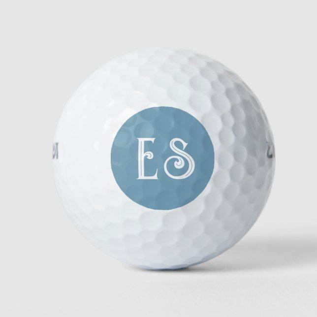 Moderne Blue Monogram Initials Personalisiert Golfball (Vorderseite)