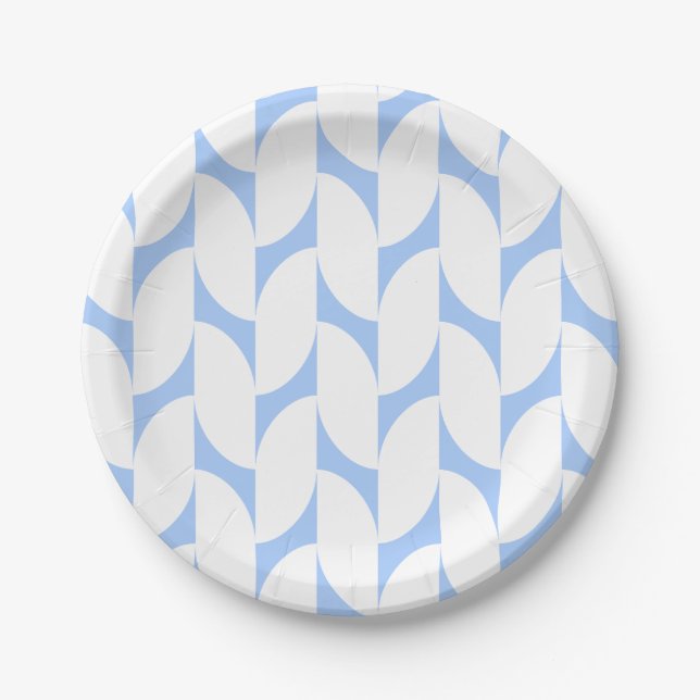 Moderne Blue-Petal Strip Paper-Teller Pappteller (Vorderseite)