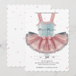 Moderne Blue & Pink Tutu Glitzer Babydusche Einladung