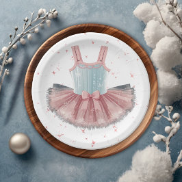 Moderne Blue & Pink Tutu Glitzer Babydusche Pappteller