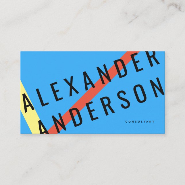 Moderne Blue, Red & Gelb Lines Business Card Visitenkarte (Vorderseite)
