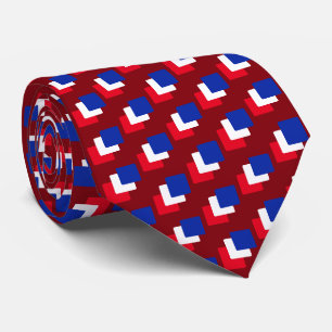 Moderne Blue Red & White Squares auf Maroon Krawatte