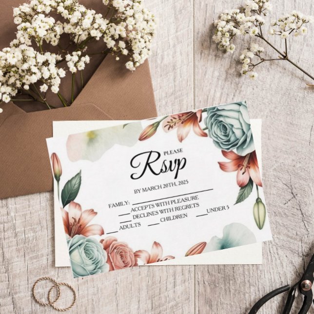 Moderne Blue Rose Designer RSVP Cards Karte (Von Creator hochgeladen)