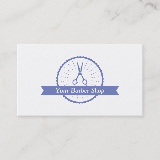 Moderne Blue Scissors Barber Shop Friseur Salon Visitenkarte (Vorderseite)