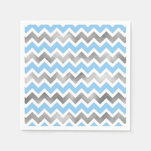 Moderne Blue Silver Babyduschkabinen Serviette (Vorderseite)