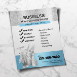 Moderne Blue & Silver Zuhause Cleaning Housekeepin Flyer<br><div class="desc">Modernes Blue & Silver Zuhause Cleaning House Behalte Service-Flyer.</div>