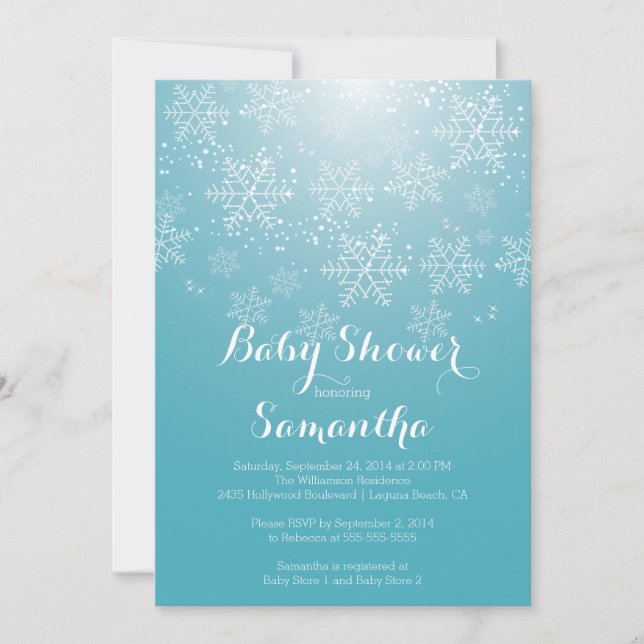 Moderne Blue Snowflake Boys Baby shower Invitation (Devant)