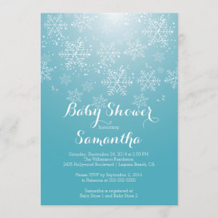 Moderne Blue Snowflake Boys Baby shower Invitation
