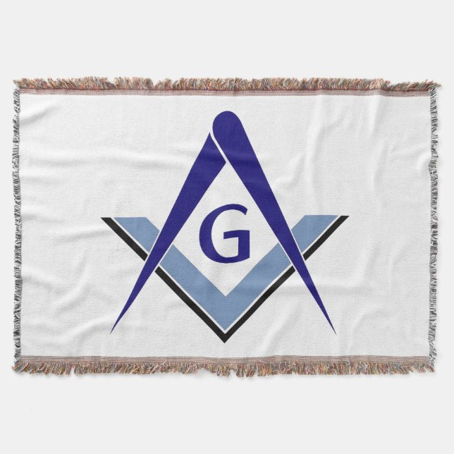 Moderne Blue Square und Compass Wurfdecke Decke (Vorderseite)