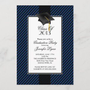 Moderne Blue Stripe Graduation Party Einladung