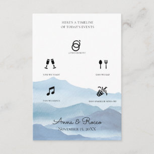Moderne Blue Watercolor Hochzeitzeitzeitschrift Begleitkarte