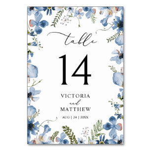 Moderne Blue Watercolor Tischnummer Cards