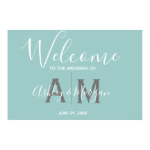 Moderne Blue Wedels Monogram Willkommen