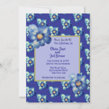 Moderne Blue & Yellow Wildblume Royal Blue Wedding