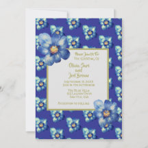Moderne Blue & Yellow Wildblume Royal Blue Wedding