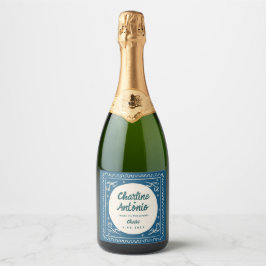 Moderne Blue Zeichnend Handwriting Retro Wedding