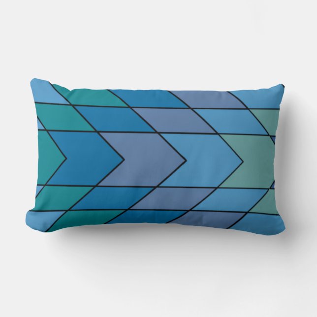 Moderne Blues und lila Zickzack Muster Lendenkissen (Vorderseite)
