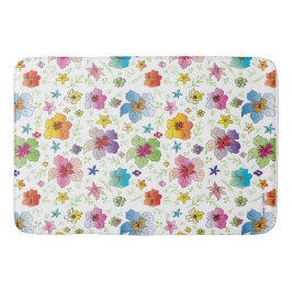 Moderne Blume Blumenmuster - Farbenfrohe Kunst Badematte