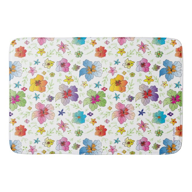 Moderne Blume Blumenmuster - Farbenfrohe Kunst Badematte (Vorderseite)