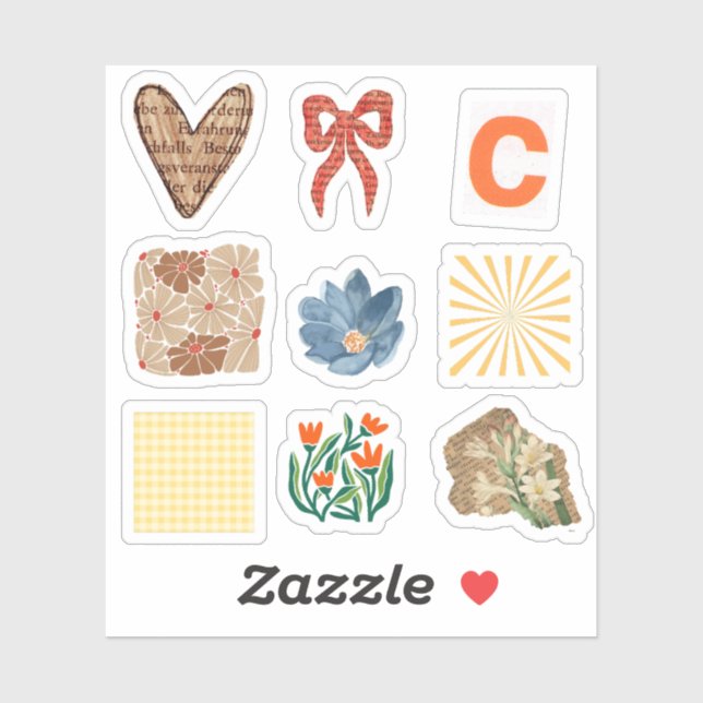 Moderne Blume Bow und Muster Scrapbooking Aufkleber (Blatt)
