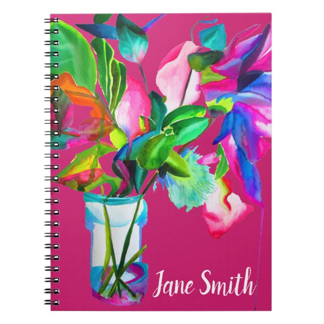 Moderne Blume der Aquarellkunst Notizblock (Vorderseite)
