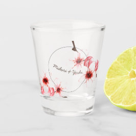 Moderne Blume der Wasserfarbenkirche Hochzeit Schnapsglas