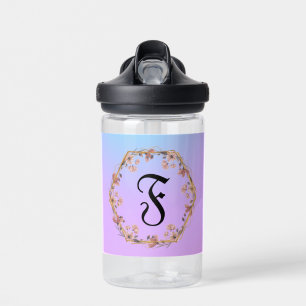 Moderne Blume des Farbverlaufs Monogramm Name Trinkflasche