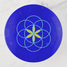 Moderne Blume des Lebens auf blau