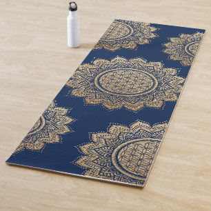 Moderne Blume des Lebens Gold Mandala Yogamatte