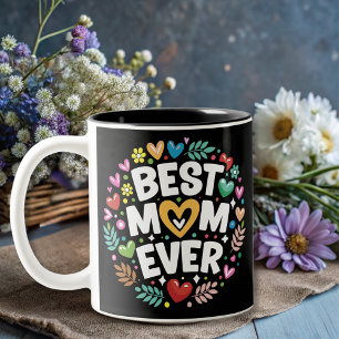Moderne Blume die beste Mutter aller Zeiten Zweifarbige Tasse
