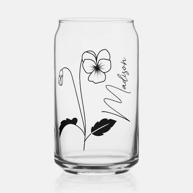Moderne Blume Februar Bridesmaid Geschenke Dosenglas (Vorderseite)