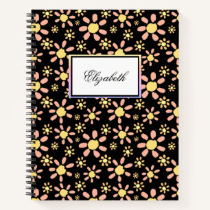 Moderne Blume für Schwarze Flora Notizbuch