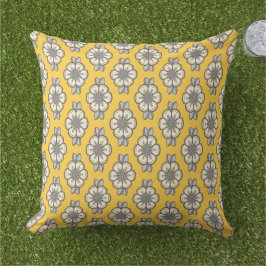 Moderne Blume Gelb und Grau Kissen