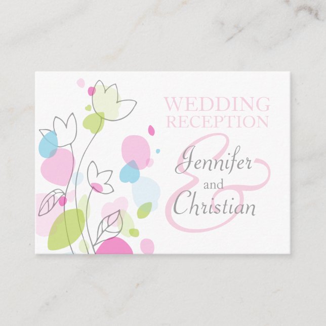 Moderne Blume Hochzeit lila Infokarte Begleitkarte (Vorderseite)